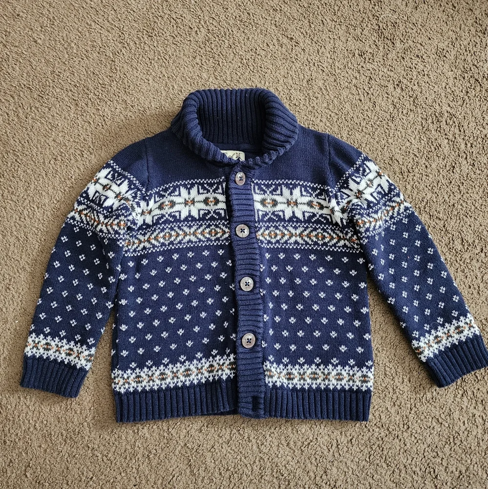 Blue Fair Isle Knit Cardigan, Kid's 4T - Picture 2 of 6